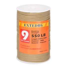 EXTEDRG 550 Paracord 100m 9-Strand 4mm Tent Tarp Outdoor Survival Hiking Camping Rope (Khaki) ﻿