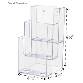 25 Pack Brochure Holder Holds 4" Tri-Folds Plastic Three Pocket Countertop or Wall Design Tiered Pamphlet Maps Menu Organizer Handout Clear Acrylic Take One Advertisements by Marketing Holders