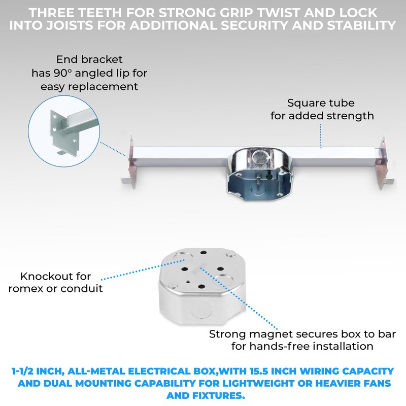 OHLECTRIC Saf-T-Bar for Ceiling Fan and Light Fixture - Ceiling