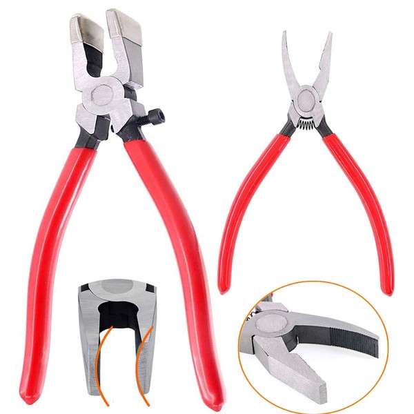 Qovydx 2Pcs Glass Grozer Running Pliers Glass Cutting Tool Kit
