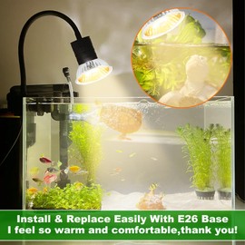 Jaenmsa 50W Reptile Heat Lamp Bulbs for Turtle Tanks, 4 Pack Tortoise UVA UVB Halogen Light Bulbs GU10 E26 for Reptiles, UV Basking Heating Light Lamp for Bearded Dragon,Snakes,Gecko,Lizard