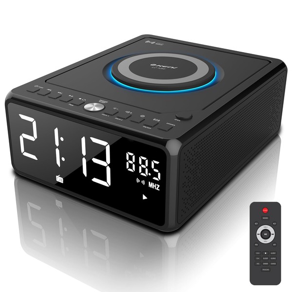 Gelielim CD Player Alarm Clock Radio Boombox with Remote, Bluetooth