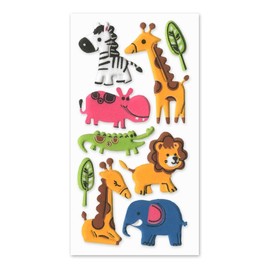 Multicraft Colorful Zoo Animals 3D Puffy Sticker Decals, Pack of 3 Sticker Sheets