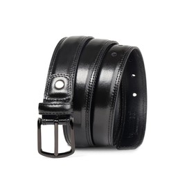 Genuine Leather Dress Belt 30mm/ 1.18” Wide| Single Prong Buckle- Classic Belt for Suits Work Business and Casual -Style EX30 (BLACK, 38-40" Waist (125cm/49”Strap))