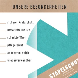 LoFelt® Pan Protectors and Stacking Protection for Pans, Pots, Bowls and Other Kitchen Utensils / 5 Felt Pan Protectors in XL Diameter 38 cm / Felt Pan Protector in Turquoise, Star Shape