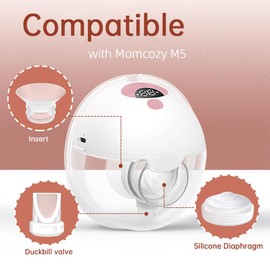 TB Tbuymax 8Pc Duckbill Valves 8Pc Flange Inserts and 4Pc Silicone Diaphragm Compatible with Momcozy M5, Replacement M5 Pump Parts Accessories Made by Tbuymax, Not Original Momcozy Pump Parts