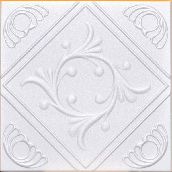 White Styrofoam Decorative Ceiling Tile Anet (Package of 8 Tiles Each of ~20"x20") - Other Sellers Call This Diamond Wreath and R02