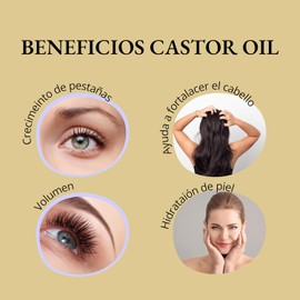 Aceite de Ricino Orgánico 50ml Prensado en Frío 100% Puro Fortalece Cejas, Pestañas, Cabello y Uñas Hidratación Natural para Piel y Barba
