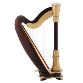 Garosa Miniature Wind Up Harp, Wooden Classical Replica with Gift Case Stand for Musical Gifts Collectibles Dollhouse Decor Accessories