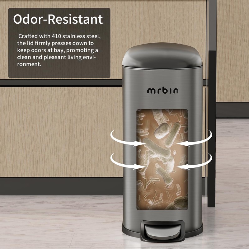 MRBIN 1.6 + 10.6 Gallon Stainless Steel Trash Can Combo