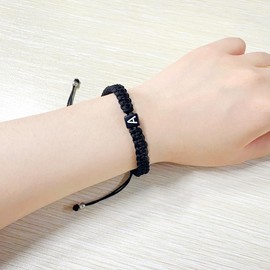 Woven Friendship Bracelets for Her Adjustable Braided Wrap Bracelets Boho String Bracelets for Women Men (Black Rope-Letter M)