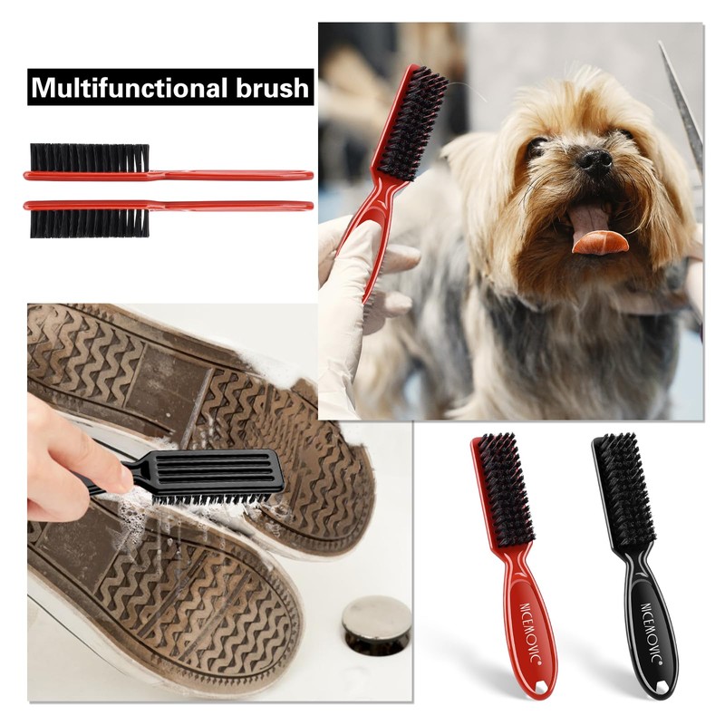 NICEMOVIC Barber Clipper Cleaning Brushes, 10 Pcs Plastic Handle Nylon