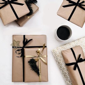 Black Double Satin Ribbon 3mm Satin Ribbon for Party Favours Wedding Christening Communion Confirmation Christmas Party 50m Roll