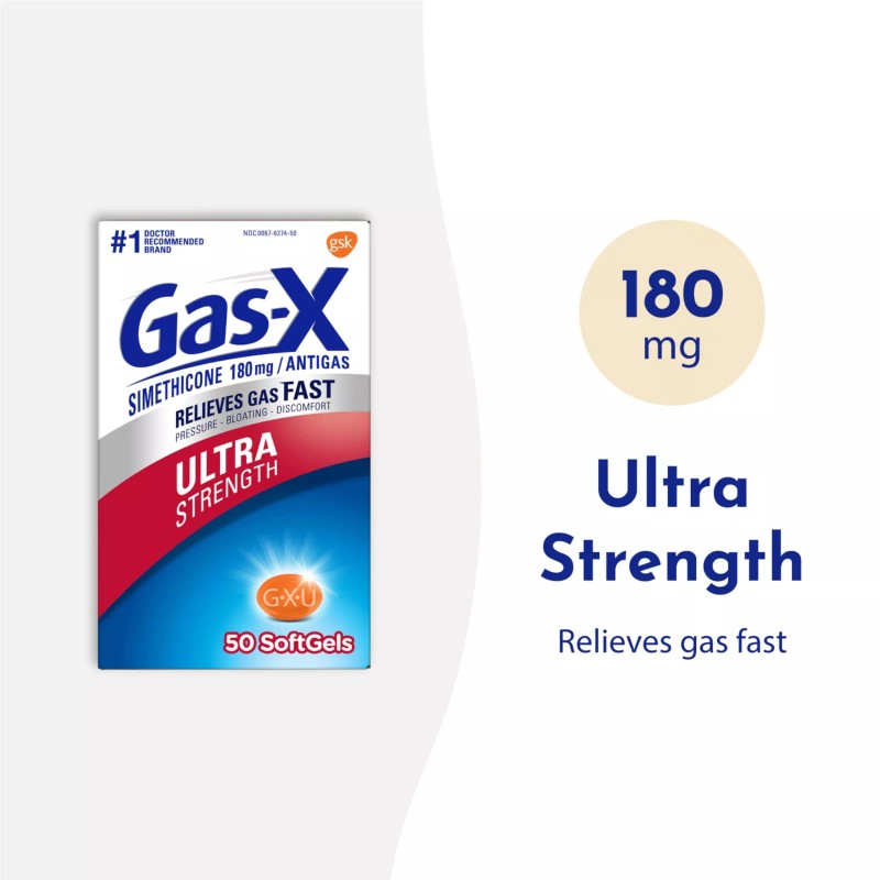 Gas X Ultra Strength Softgels 180 mg 50 Count Fast