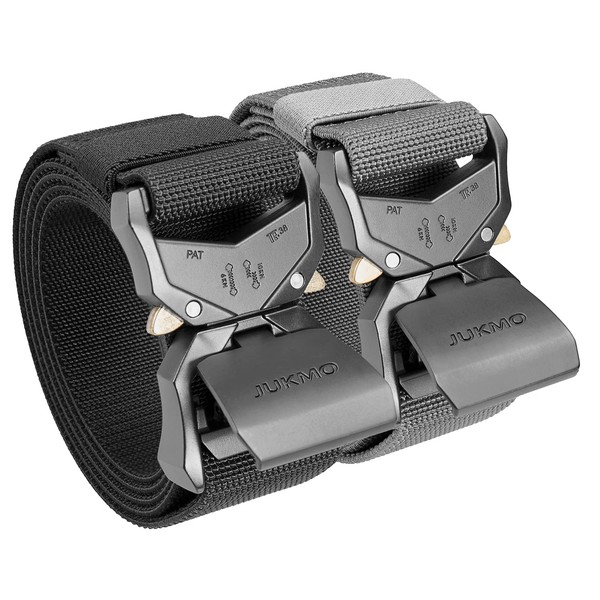 JUKMO JUKMO Tactical Belt, 2 Pack Military Hiking Rigger 1.5"