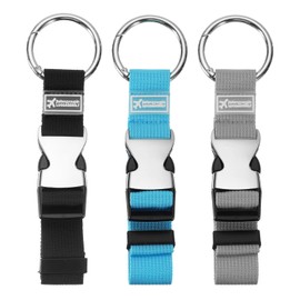 sourcing map 3pcs Luggage Straps Jacket Clips Strap Adjustable Suitcase Belt Baggage Backpack Connector Travel Accessories with Metal Buckle for Extra Bags Travel Attachment, Black Gray Blue