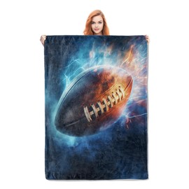 Football Throw Blanket Gifts for Adults Kids Girls Boys Soft Warm Lightweight Cozy Flannel Sports Blankets for Bed Sofa Couch Living Room Decor 50x60in