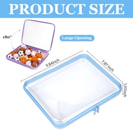 4 Pcs Clear Hard Shell Zipper Case, Hard Sided Pencil Case Clear Zipper Toys Puzzles Organizer, Travel Plastic Pouch for Makeup Storage Box, Building Blocks Bins