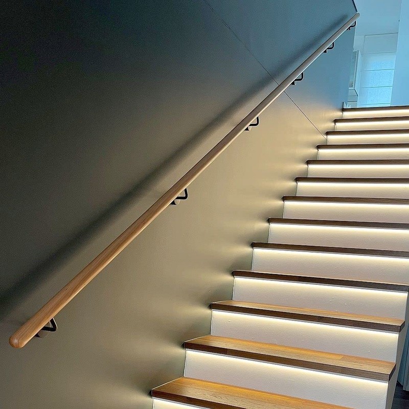 Oak Railing Handrail Set Kit with Angled Holder Various End