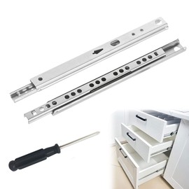 Drawer Pull-Out Heavy Duty Roller Guide, Drawer Partial Extension, Heavy Duty Drawer Guides, 246 mm, with 1 Piece Screwdriver, Slides for Kitchen Cabinets
