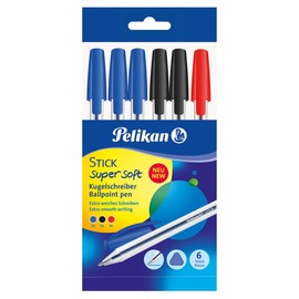 Pelikan Ballpoint Pen Stick K86s Super Soft 6 Pieces Assorted in Polybag