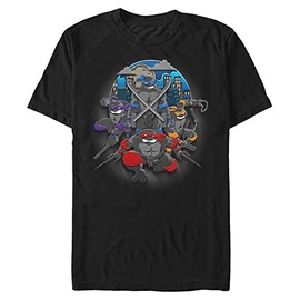 Nickelodeon Men's Big Heroes in a Half Shell T-Shirt, Black, 3X-Large Tall
