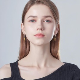 Cylindrical Earrings 925 Sterling Silver Lapis Lazuli Black Onyx Turquoise Tiger Eye Hook Earrings Jewellery Gifts for Women Children Girls, Sterling Silver, No Gemstone