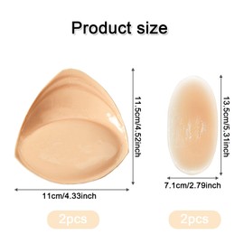 SSKHE Double Push Up Bra, Practical Bra Inserts, Scalable Strapless Bra, Beige, One Size, beige