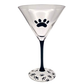 Paw Print Martini Glass - Pet Lover Gift - Dog, Cat Prints - Cocktail Glass