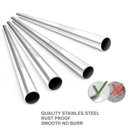 Reusable Stainless Steel Drinking Straws (4 Straight and 4 Bend) + 2 Cleaning Brushes, Eco-Friendly,Stainless Steel Straws, Silver