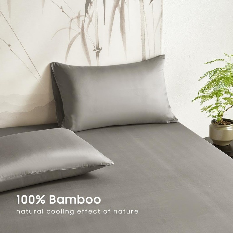 Wake In Cloud - 100% Bamboo Fitted Sheet Set, 3