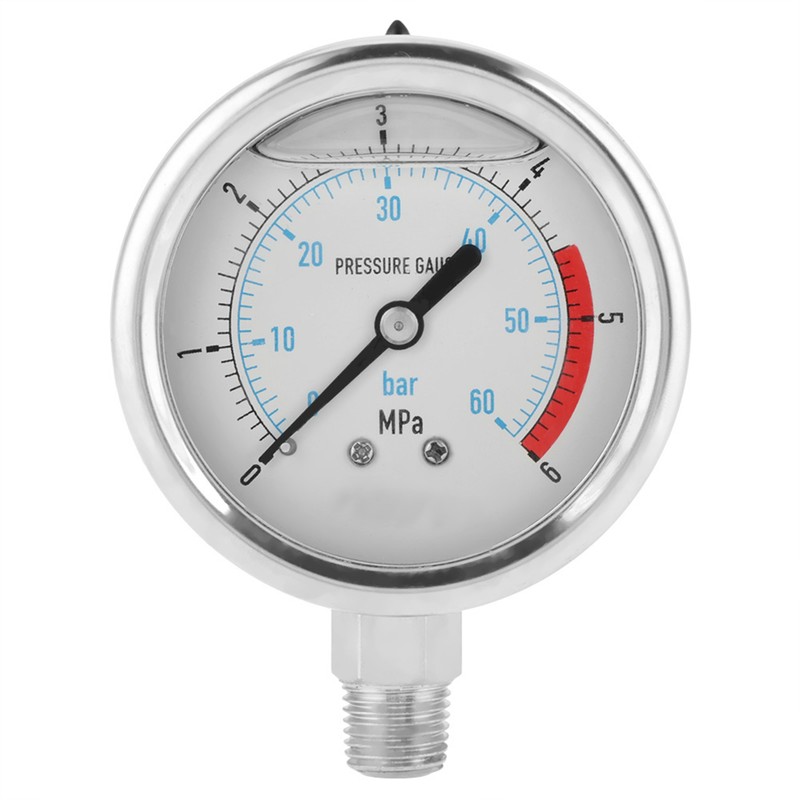0-60Bar 0-6Mpa 1/4" NPT 60mm Dial Air Hydraulic Water Pressure