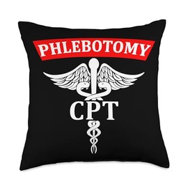 Phlebotomist CPT Certified Phlebotomy Technician Symbol Logo Throw Pillow