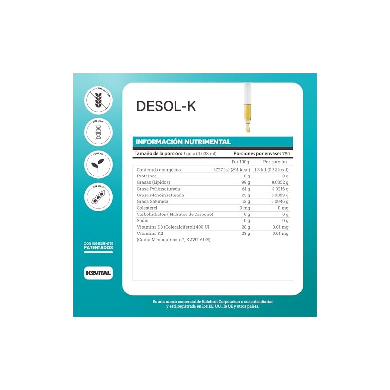 Matter Desol Suplemento Gotas Vitamina Colecalciferol Menaquinona K2vital Apoyo Óseo