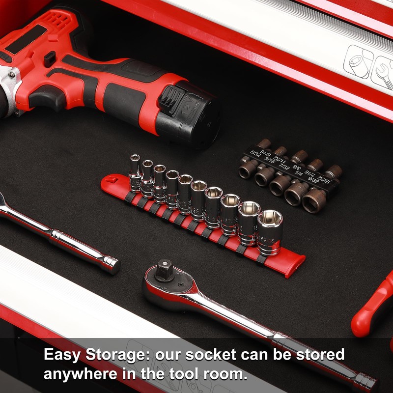 CASOMAN 10PCS 1/4"Drive 6 Pt. Mid-Length Socket Set, SAE, 3/16"