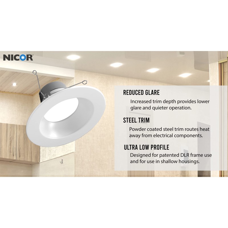 NICOR DLR566121203KWH DLR56(v6) 5/6-inch White 1200 Lumen 3000K Recessed LED