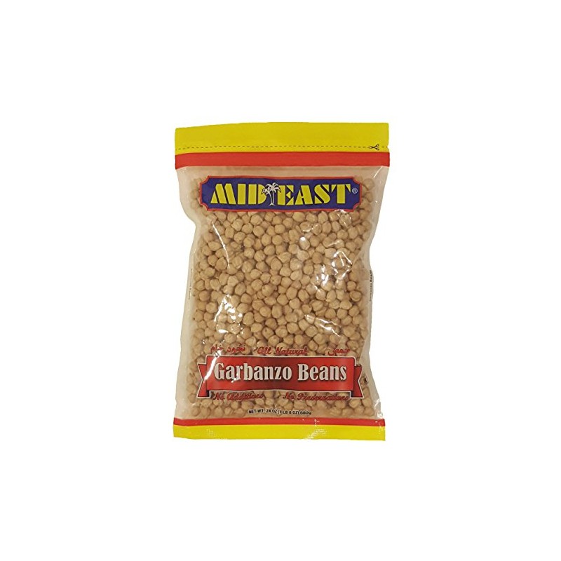 Mid East Garbanzo Beans (Chickpeas) 24 oz (680g), All natural,