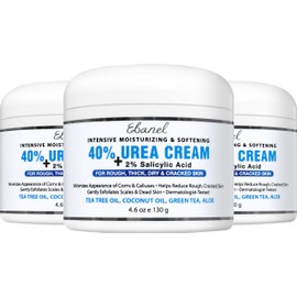 Ebanel Urea Cream 40% plus Salicylic Acid 2%, Foot Cream for Dry Cracked Heels Feet Knees Elbows Hands, Foot Dead Skin Cuticle Callus Remover Toenail Softener, Keratolytic Skin Barrier Repair, 3-Pack