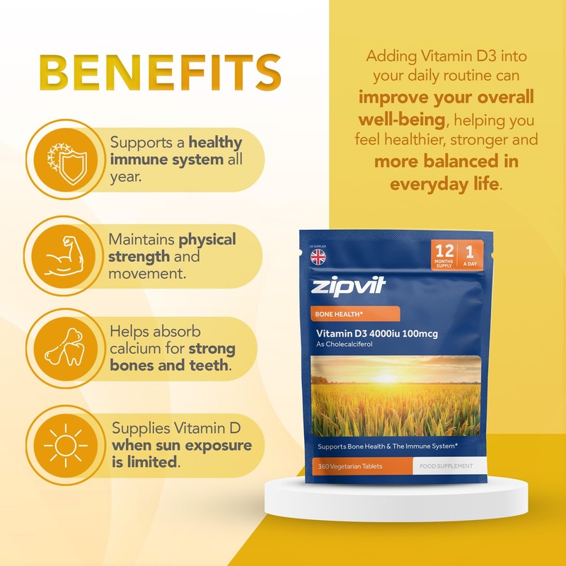 Zipvit Vitamin D3 4000 IU, 360 Maximum Strength Vitamin D