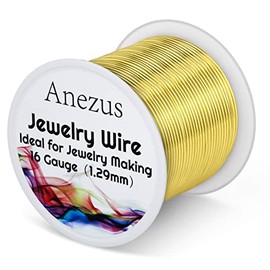 16 Gauge Jewelry Wire, Anezus Craft Wire Tarnish Resistant Copper Wire for Jewelry Making, Wire Wrapping and Crafting(Gold)