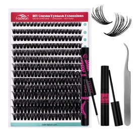 FADVAN Eyelash Extension Kit 280pcs Lash Clusters D Curly 9-16mm Mix 50D Individual Lashes with Lash Bond and Seal and Remover Lash Applicator for DIY Lash Extension Beginners(50D, 0.07D, 9-16mm)
