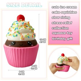 funnysquee funnysquee Slow Rising Ice Cream Cake Cup Squishies Toy for Kids Birthday Gift,Cute Stress Relief Simulation Lovely Squishys Squishi Squeeze Toys