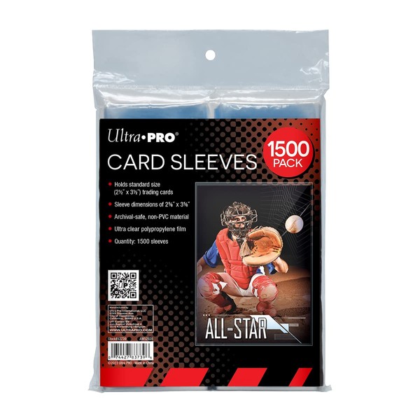 Ultra PRO - Clear Card Sleeves for Standard Size Trading Cards Measuring 2.5" x 3.5" - Perfect for Pokemon Cards, Sport Cards, and More - 500 x 3 Pack, 1500 Total