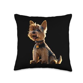 Yorkshire Terrier with Sunglasses Dog Lover Cute Yorkie Throw Pillow