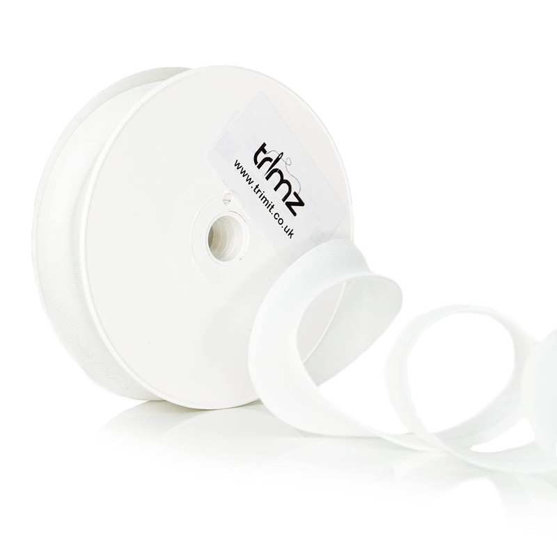 Inastri Trimz 25/5/5 mm 100% Cotton Bias Binding, White