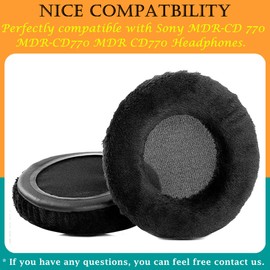 TaiZiChangQin MDR-CD770 Replacement Ear Pads Compatible with Sony MDR-CD 770 MDR-CD770 MDR CD770 Headphones (Black Velour Ear Pads)