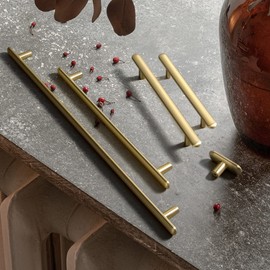 Goo-Ki Brushed Brass Zinc Alloy Cabinet Handles - 7.56''(192mm) Hole Center Affordable Luxury Cabinet Pull Hardware for Bedroom, Kitchen, 6 Pack