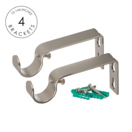 Ivilon Drapery Window Curtain Rod - End Cap Style Design 1 Inch Pole. 72 to 144 Inch Color Satin Nickel