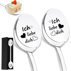 Ryvera I Love You Spoons, Set of 2 Stainless Steel Coffee Spoons with Engraving, Love Spoon I Love You Gifts for Women Men, Anniversary Birthday Gift for Him Her, Love Gift for Him Her