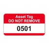 Red Asset Tag Labels - Numbered 501 to 1000-38mm x
